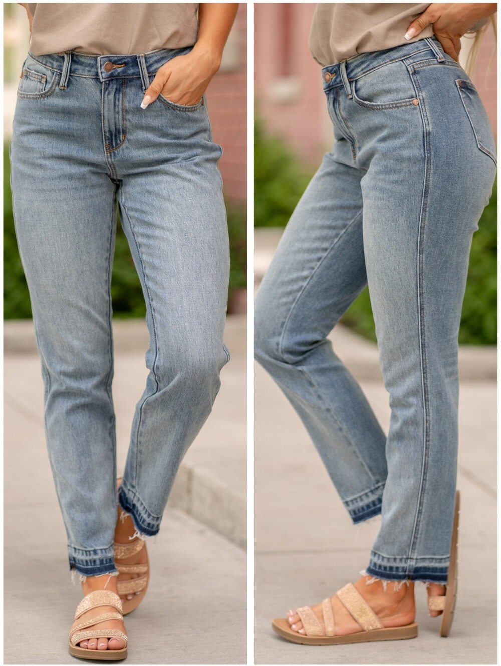 Judy Blue Boyfriend Fit High Rise Jean Fray Hem Stretch Denim Size 13 / 31
